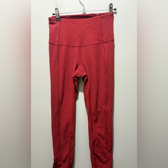 Lululemon Daily Lineup Ribbed High Rise Leggings - Red - Picture 4 of 7